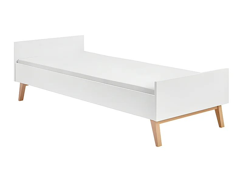 Lit 90x200 sommier inclus Swing - Blanc et bois