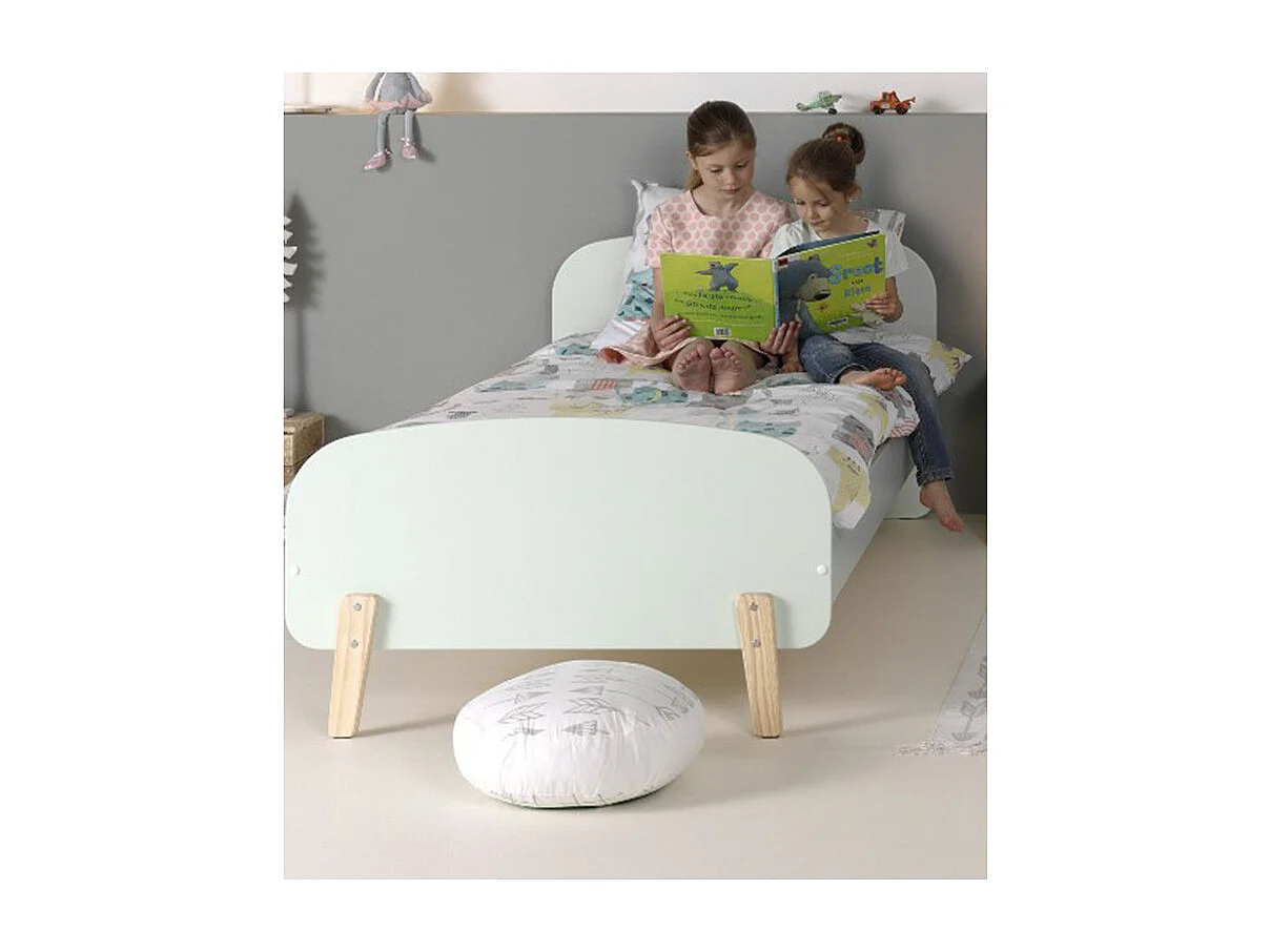 Lit Enfant "Kiddy" 90x200cm Vert Menthe & Naturel
