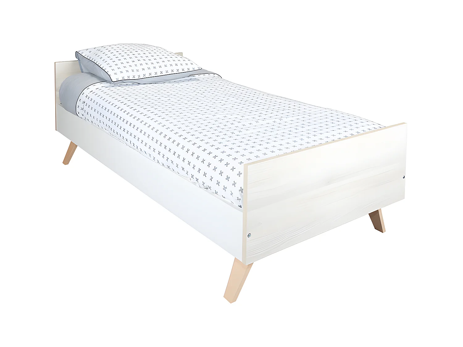 Lit 90x190 Serena Blanc et bois