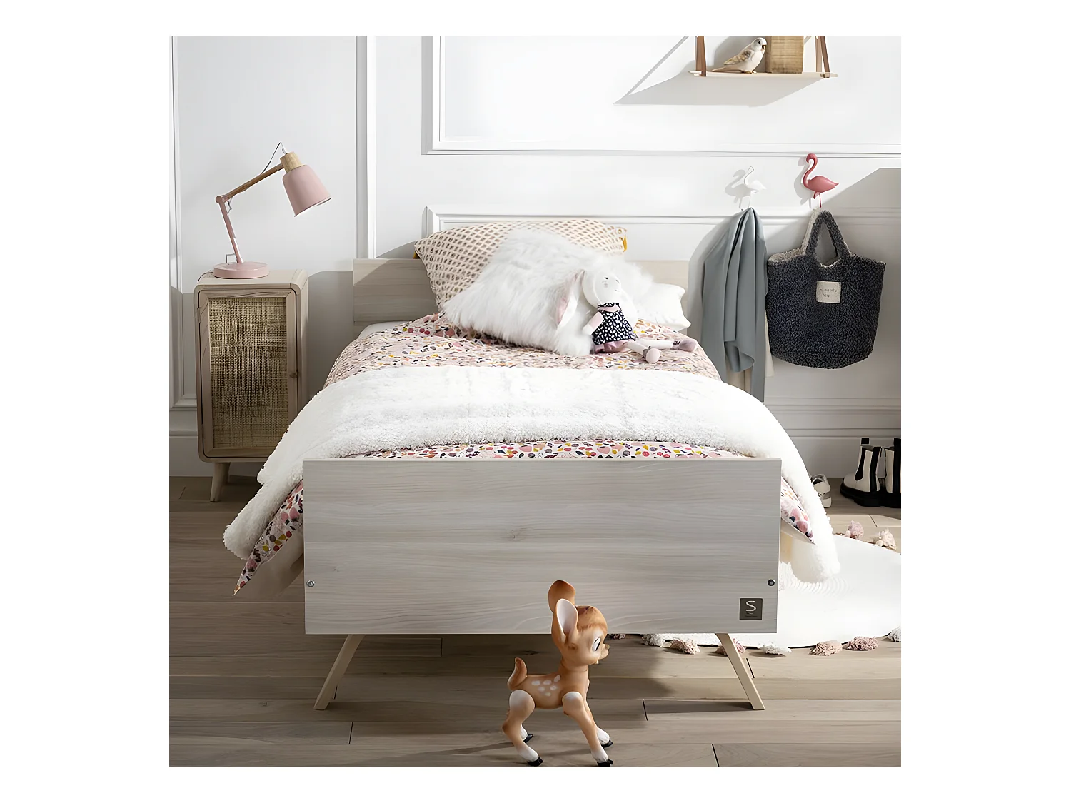 Lit 90x190 Serena Blanc et bois