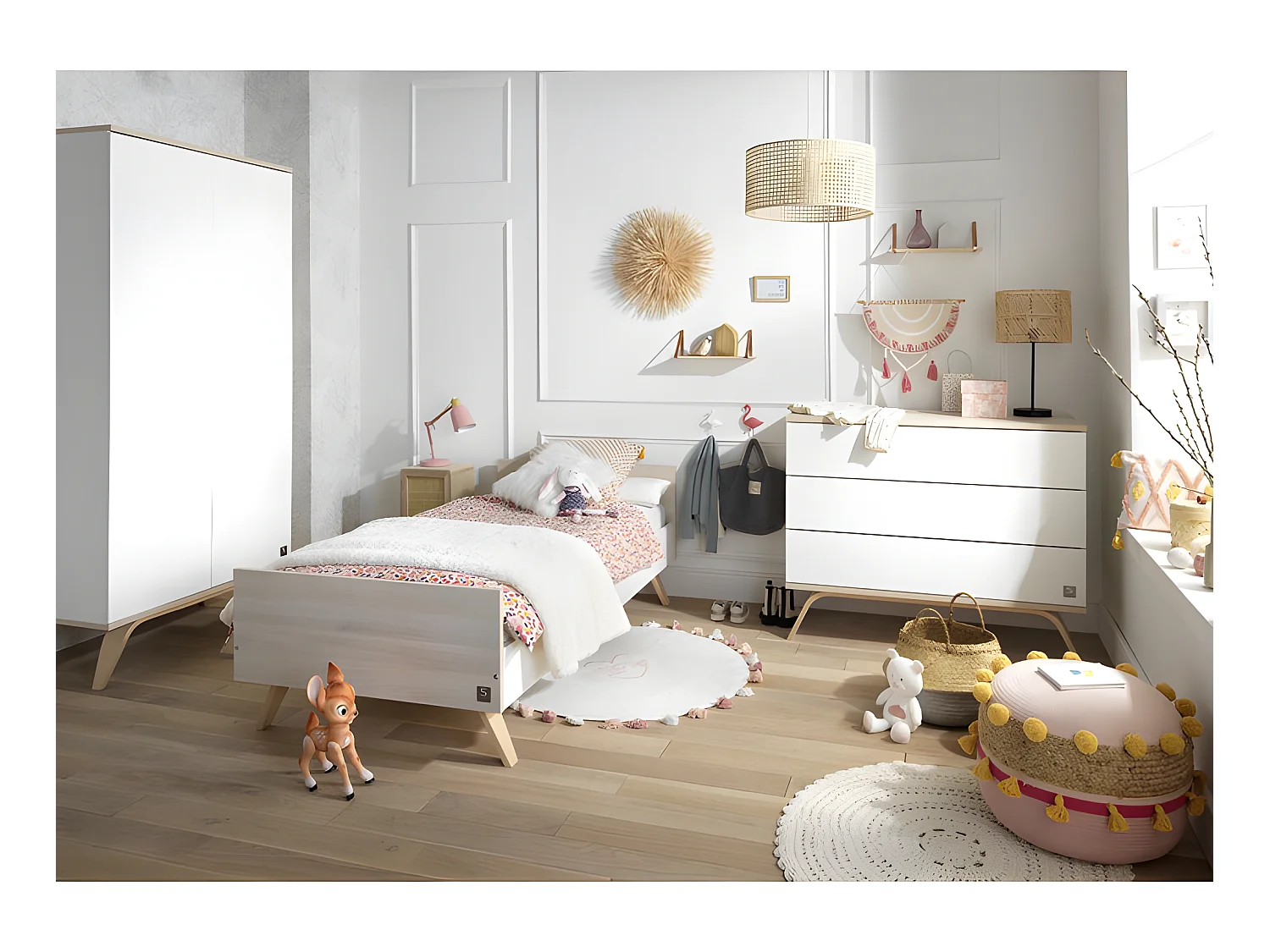 Lit 90x190 Serena Blanc et bois