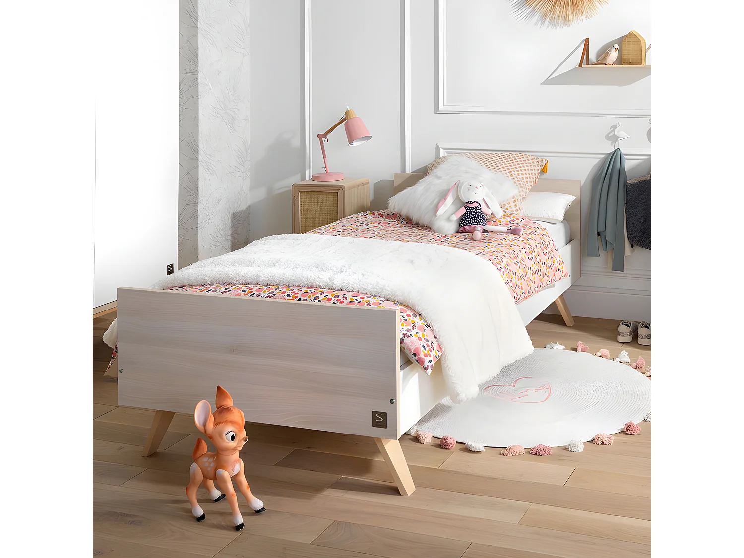 Cama juvenil 190x90cm en madera beige