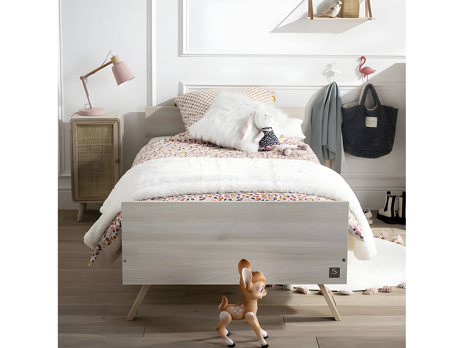 Cama juvenil 190x90cm en madera beige