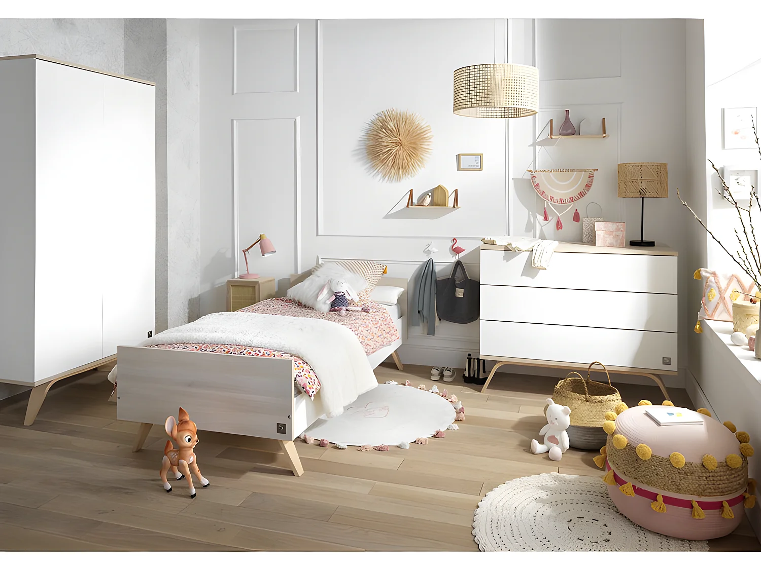 Cama juvenil 190x90cm en madera beige