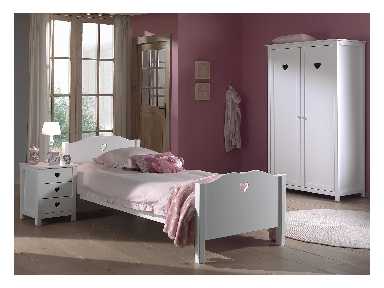 Pack - Lit Enfant & Sommier "Amori" 90x200cm Blanc