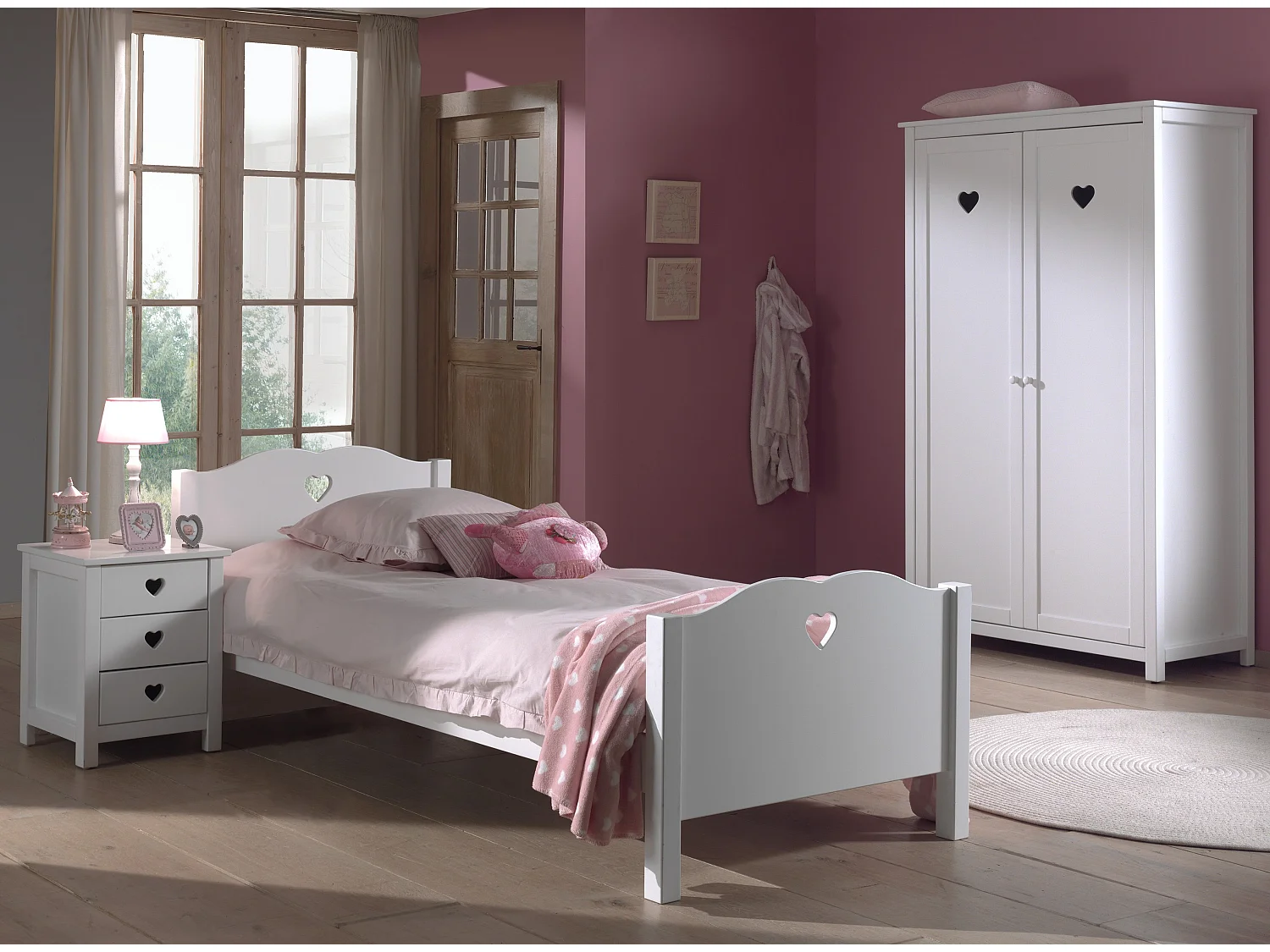 Pack - Lit Enfant & Sommier "Amori" 90x200cm Blanc