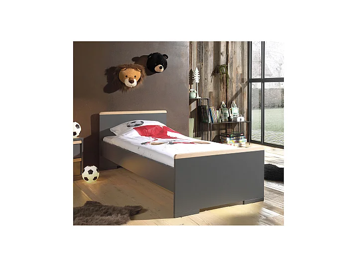 Cama London de madera de haya gris antracita 90x200cm