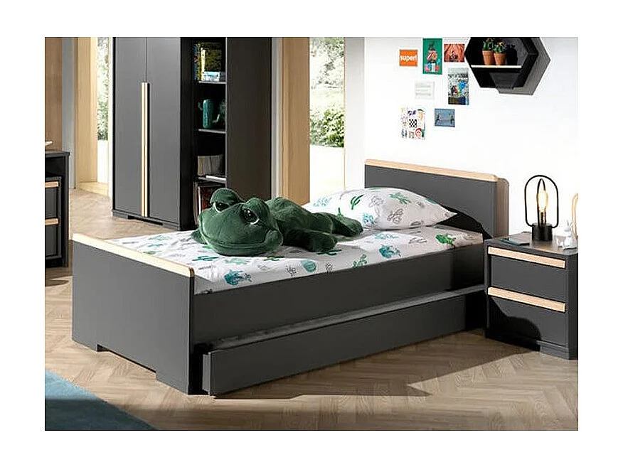 Lit Enfant Design "London" 90x200cm Gris Anthracite