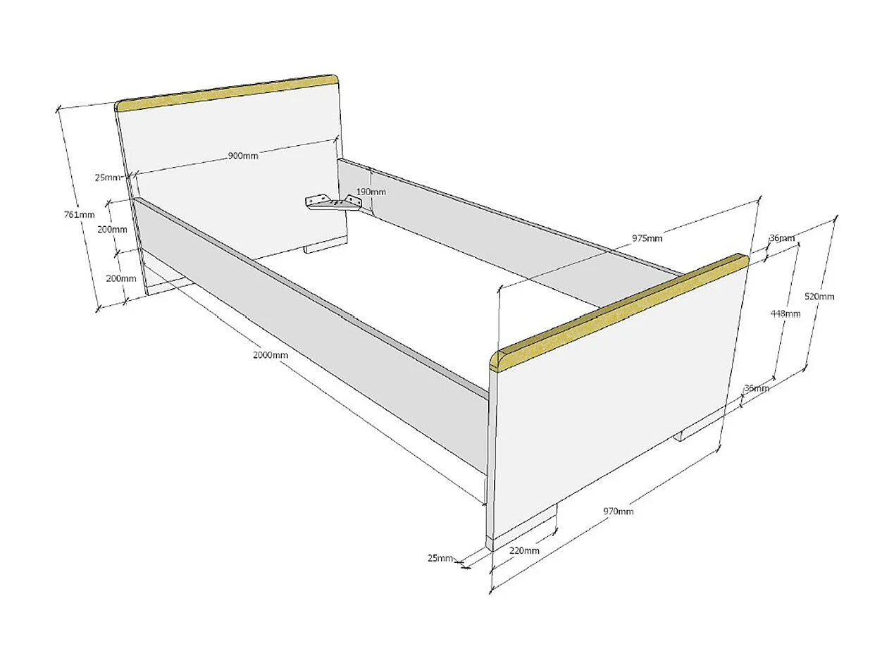 Lit Enfant Design "London" 90x200cm Gris Anthracite