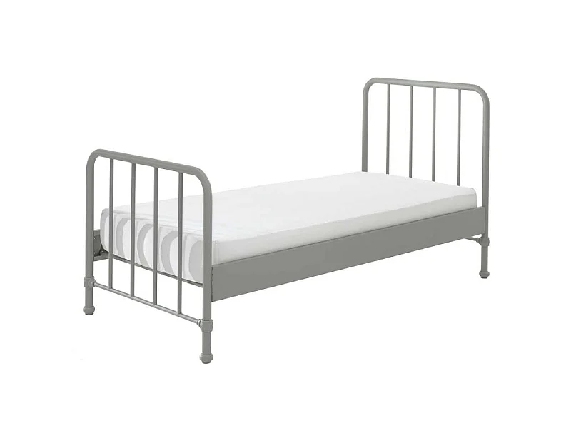 Cama individual Bronx de metal verde mate 90x200 cm