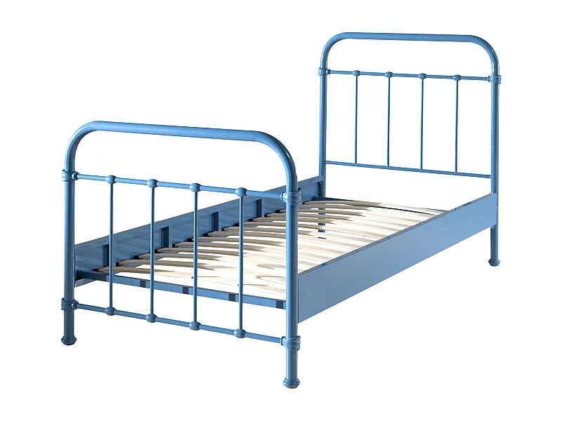 Cama individual de metal azul New York 90x200 cm