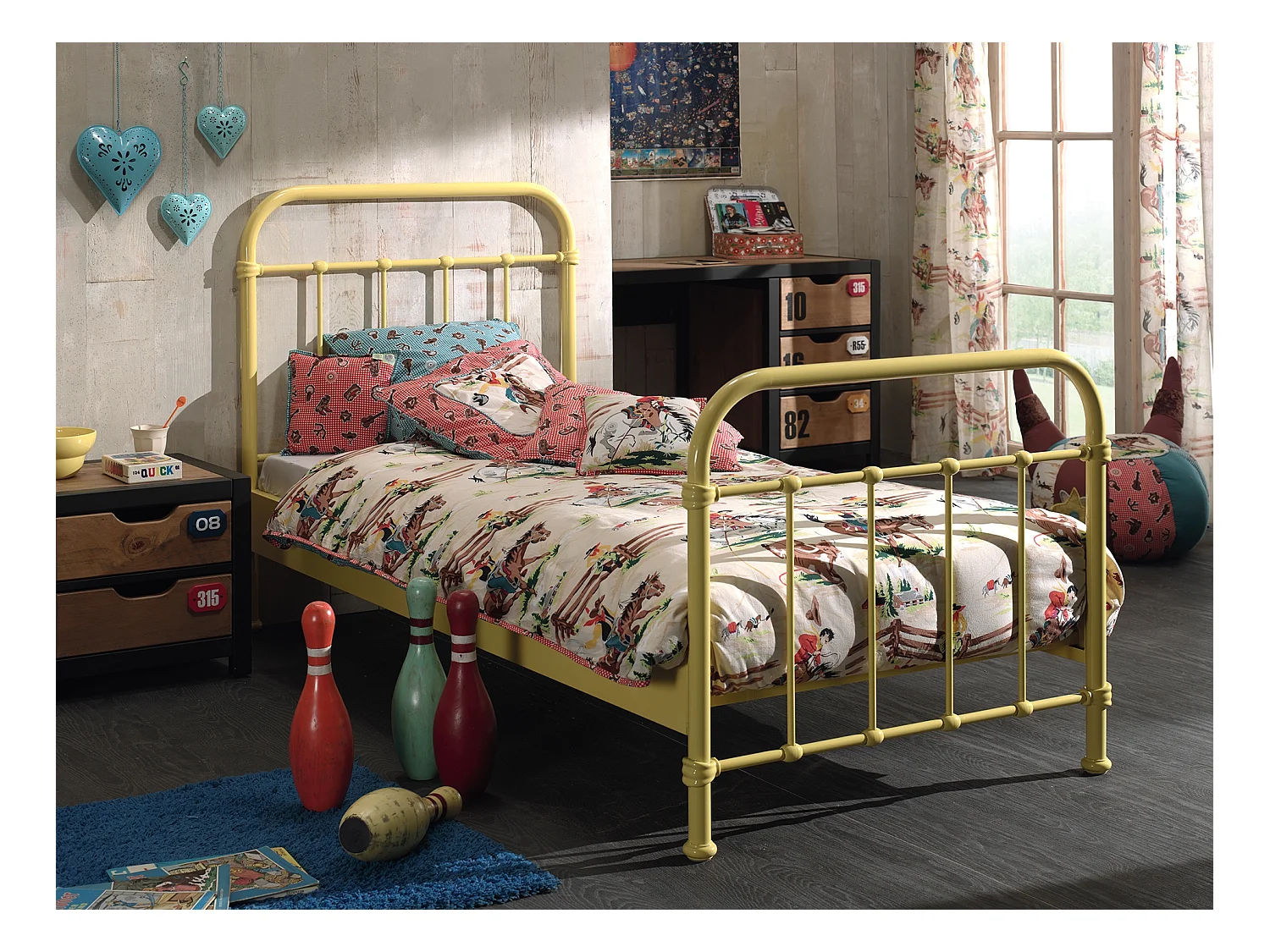 Lit Enfant Métal "New York" 90x200cm Jaune