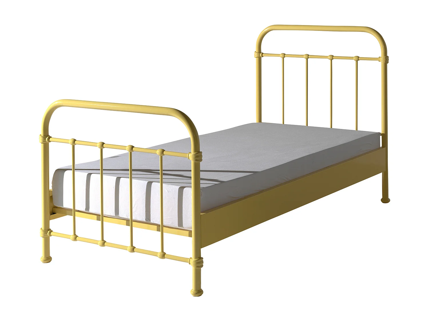 New York geel metalen eenpersoonsbed 90x200 cm
