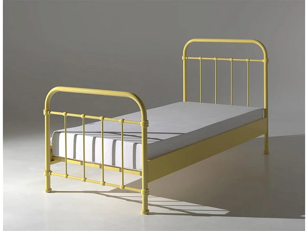New York geel metalen eenpersoonsbed 90x200 cm