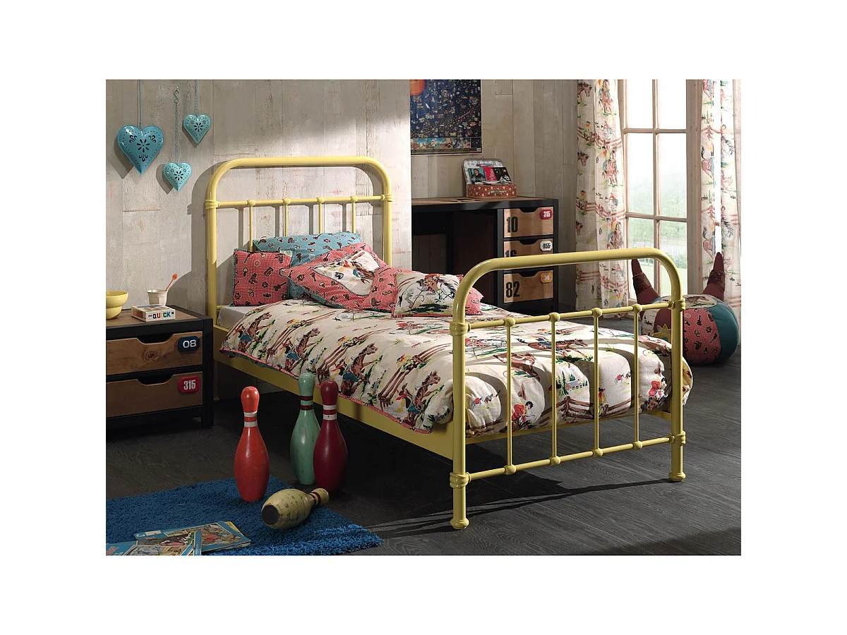 Lit Enfant Métal "New York" 90x200cm Jaune