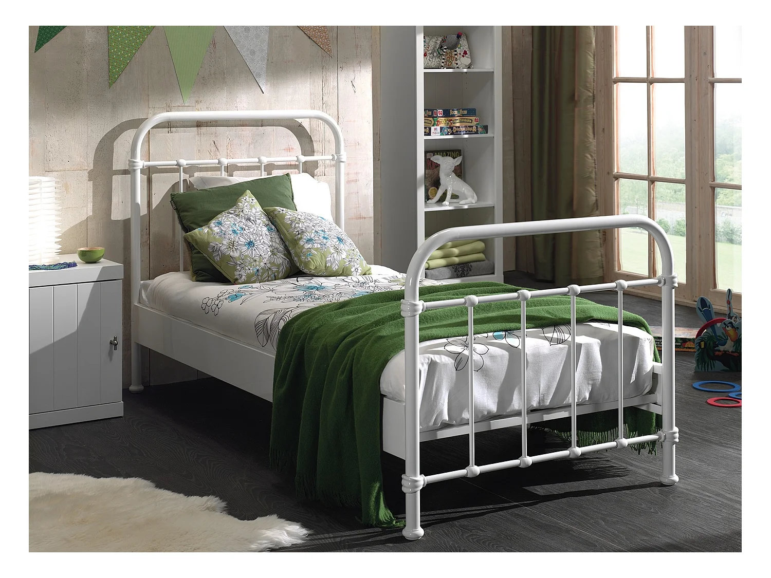 Lit Enfant Métal "New York" 90x200cm Blanc