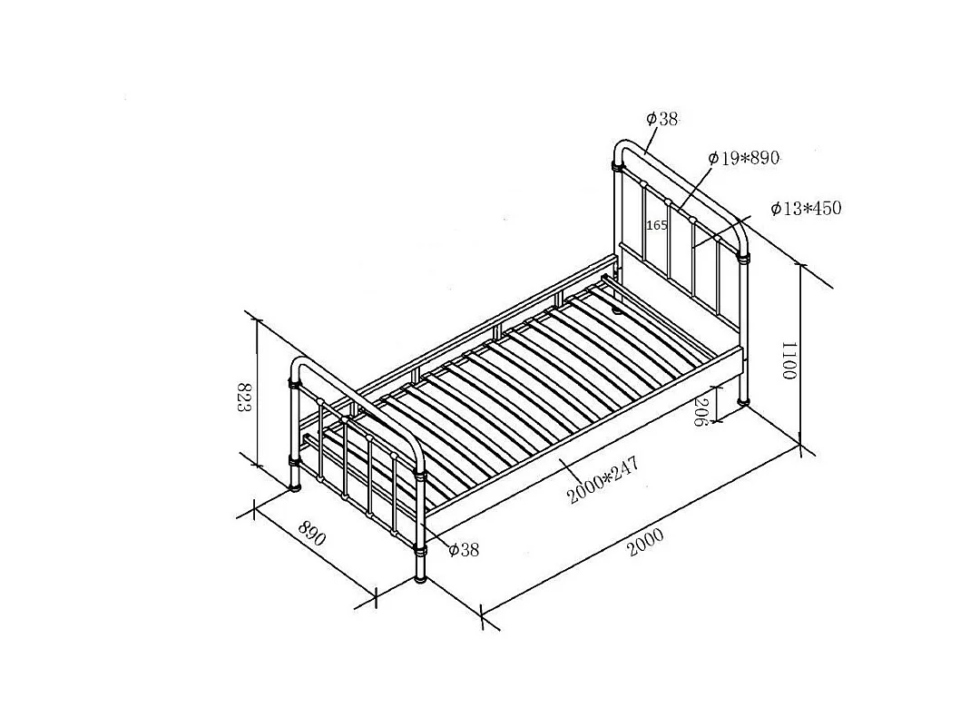 Lit Enfant Métal "New York" 90x200cm Blanc