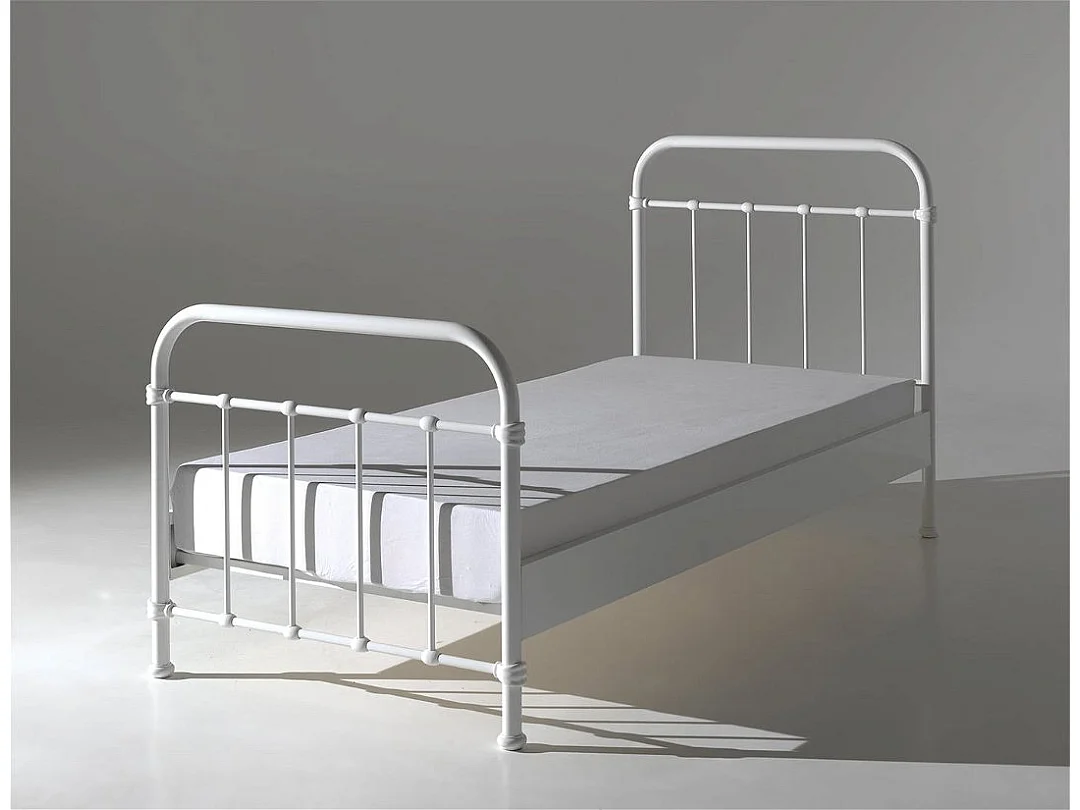 New York wit metalen eenpersoonsbed 90x200 cm