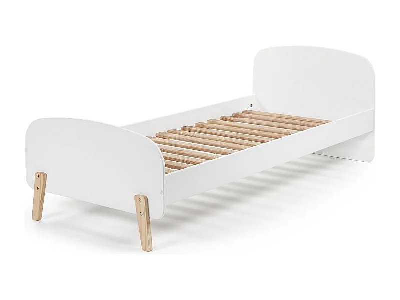 Lit Enfant "Kiddy" 90x200cm Blanc & Naturel
