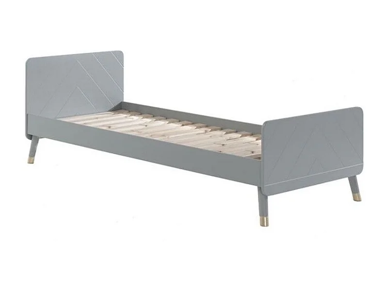 Lit Enfant en Bois Massif "Billy" 90x200cm Gris