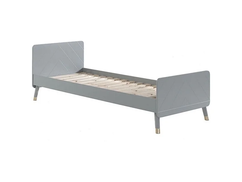 Kinderbed 90x200 cm met satijngrijs houten onderstel Funy