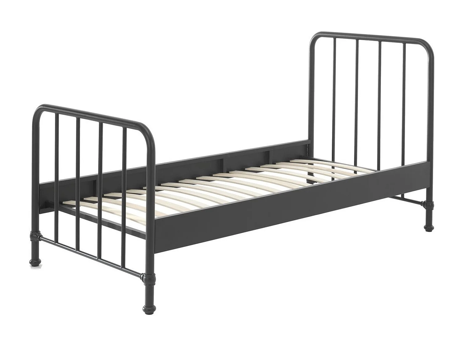 Cama individual Bronx de metal negro mate 90x200 cm