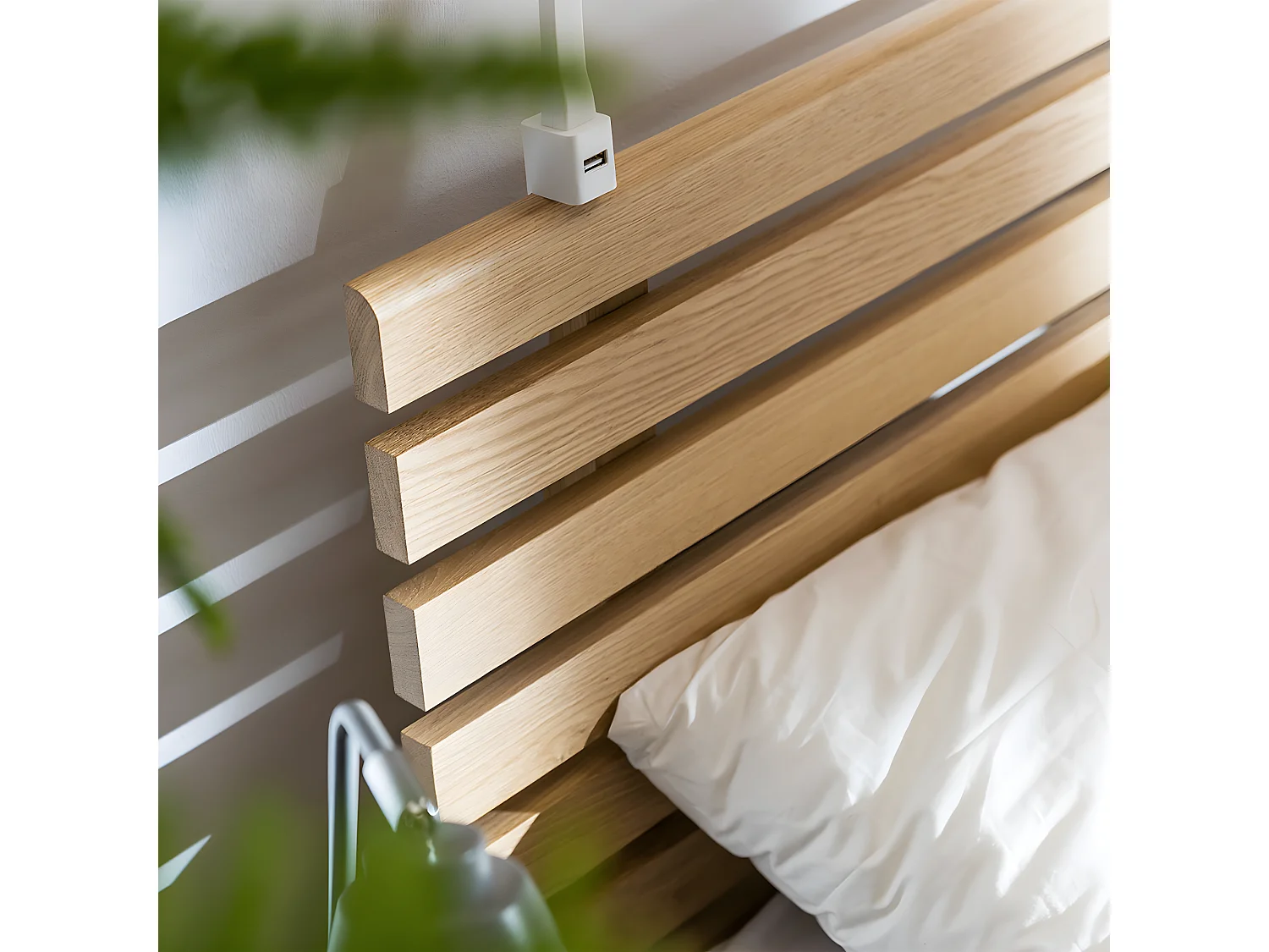 Lit 120x200cm tête ajourée Nature Bois