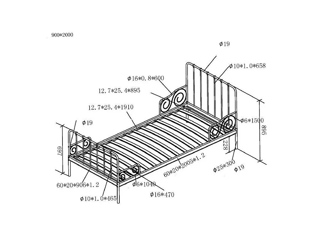 Lit Enfant "Alice" 90x200cm Rose