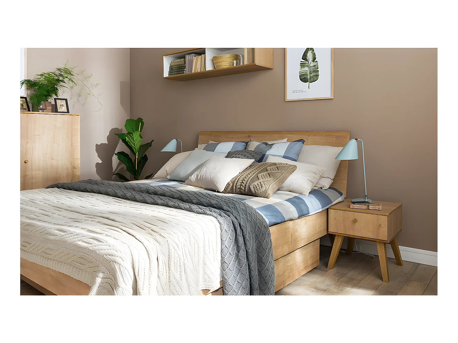Lit 140x200cm Nature Bois