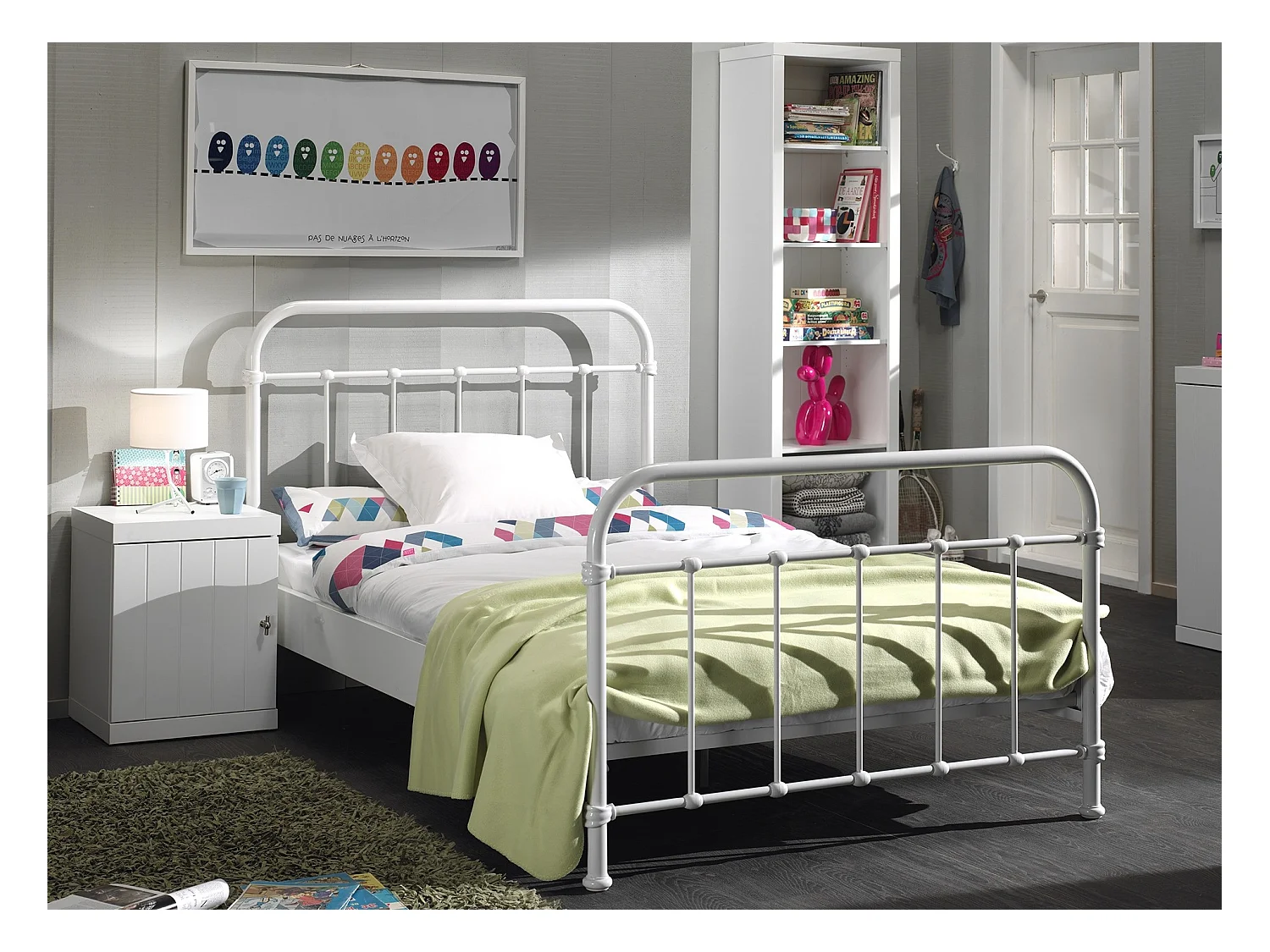 Lit Enfant Métal "New York" 120x200cm Blanc