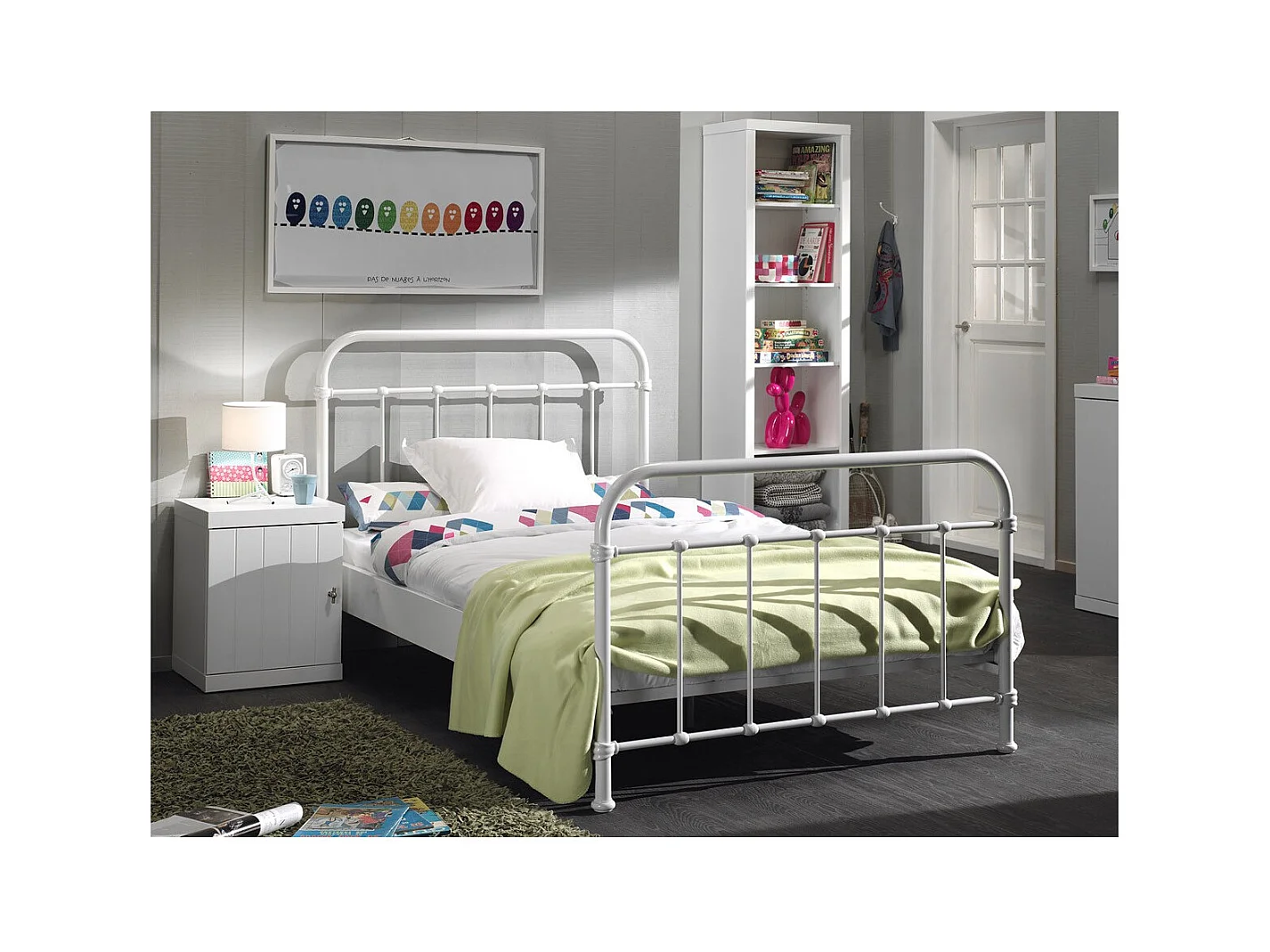 Lit Enfant Métal "New York" 120x200cm Blanc