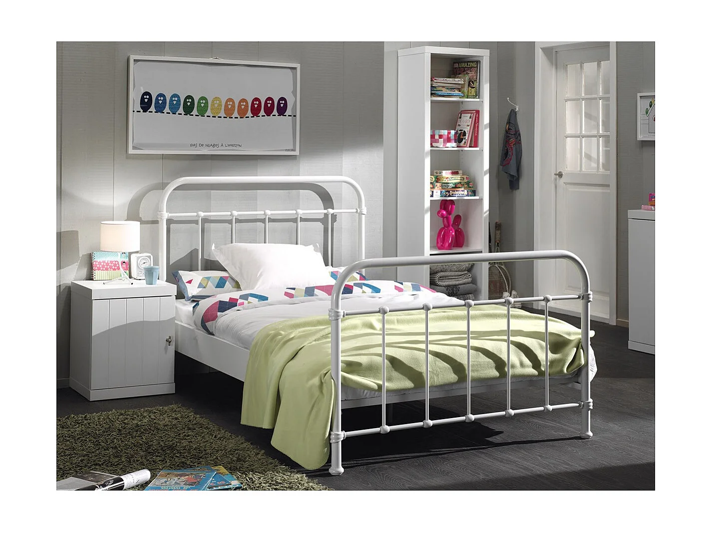 Lit Enfant Métal "New York" 120x200cm Blanc