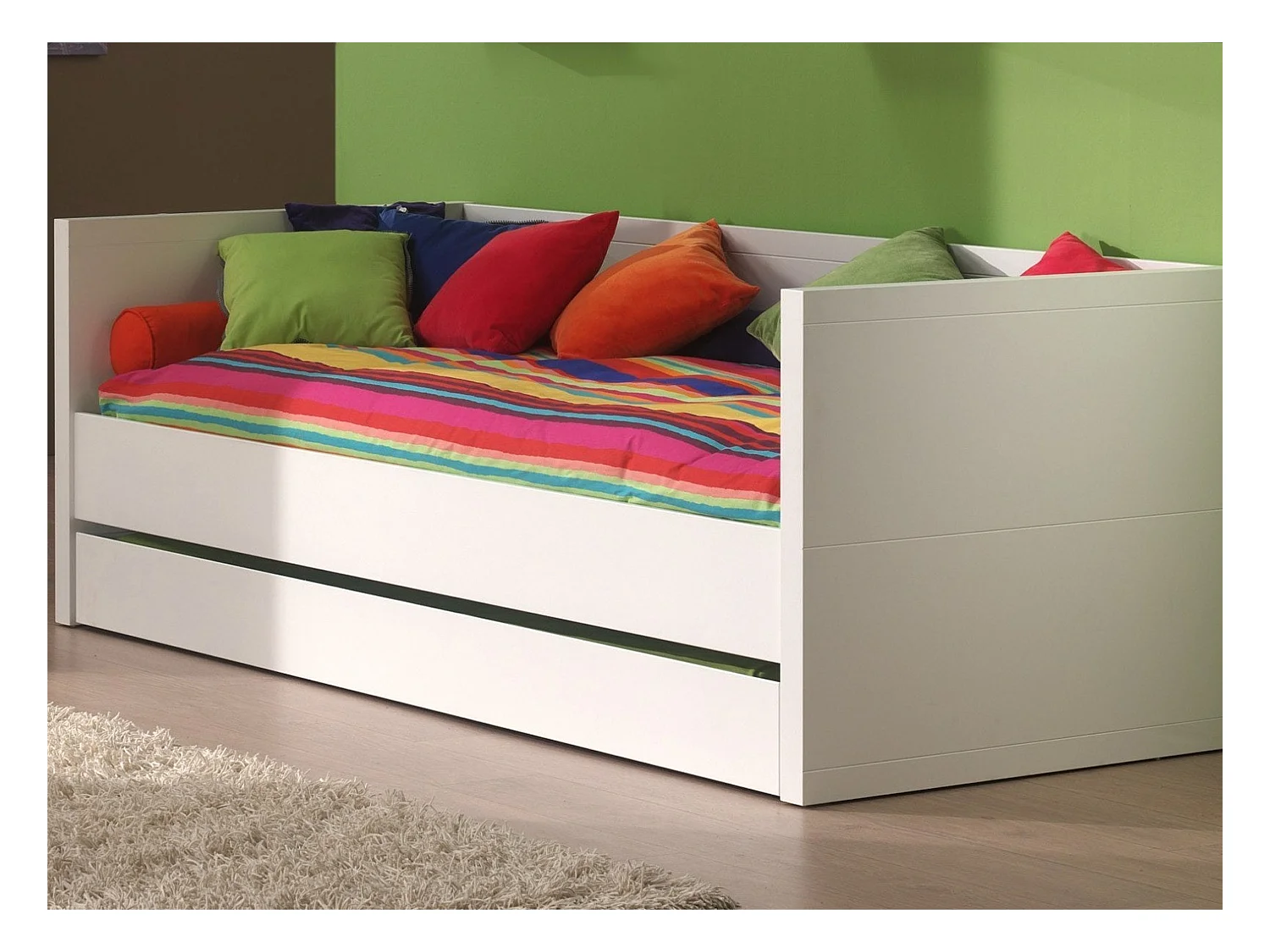 Diván extraíble 90x200 cm madera lacada blanca Lara