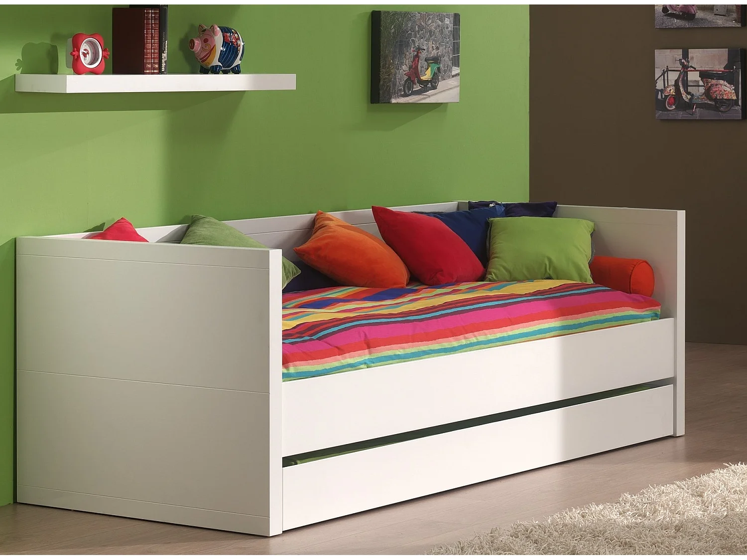 Diván extraíble 90x200 cm madera lacada blanca Lara