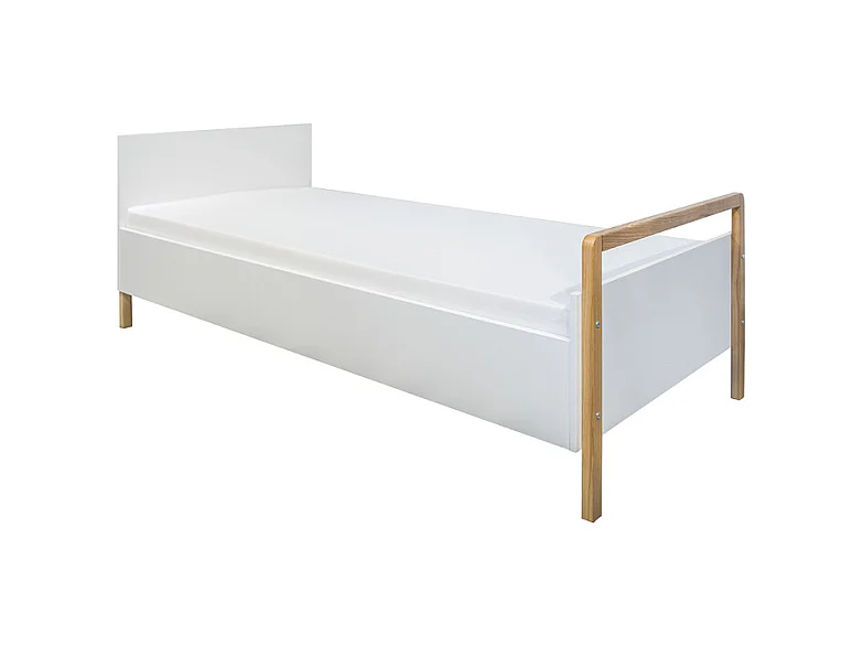 Lit 80x180 sommier inclus Victor - Blanc et Chêne