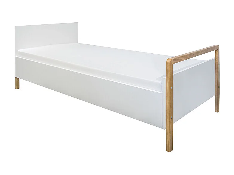 Lit 80x180 sommier inclus Victor - Blanc et Chêne