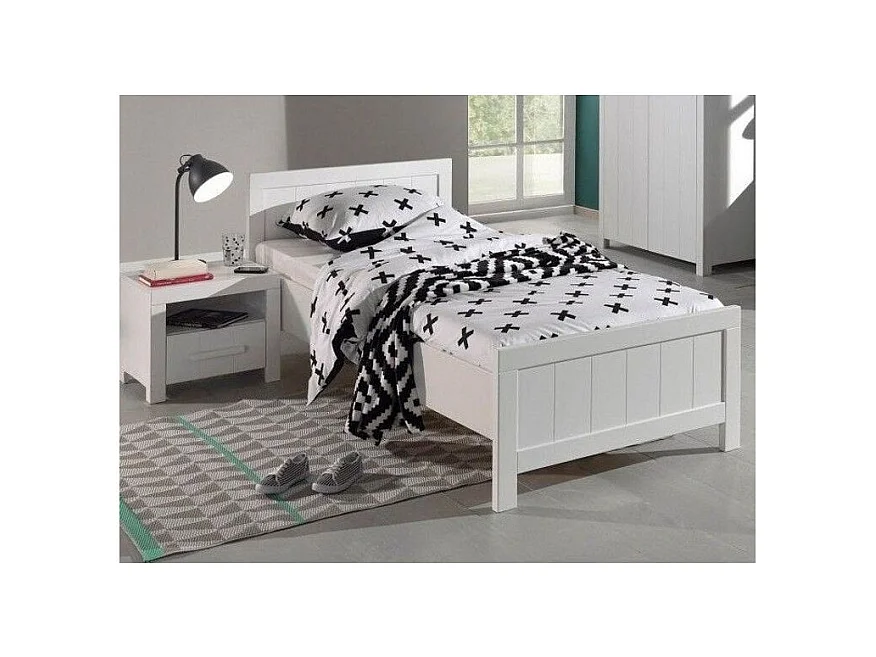 Pack - Lit Enfant & Sommier "Erik" 90x200cm Blanc