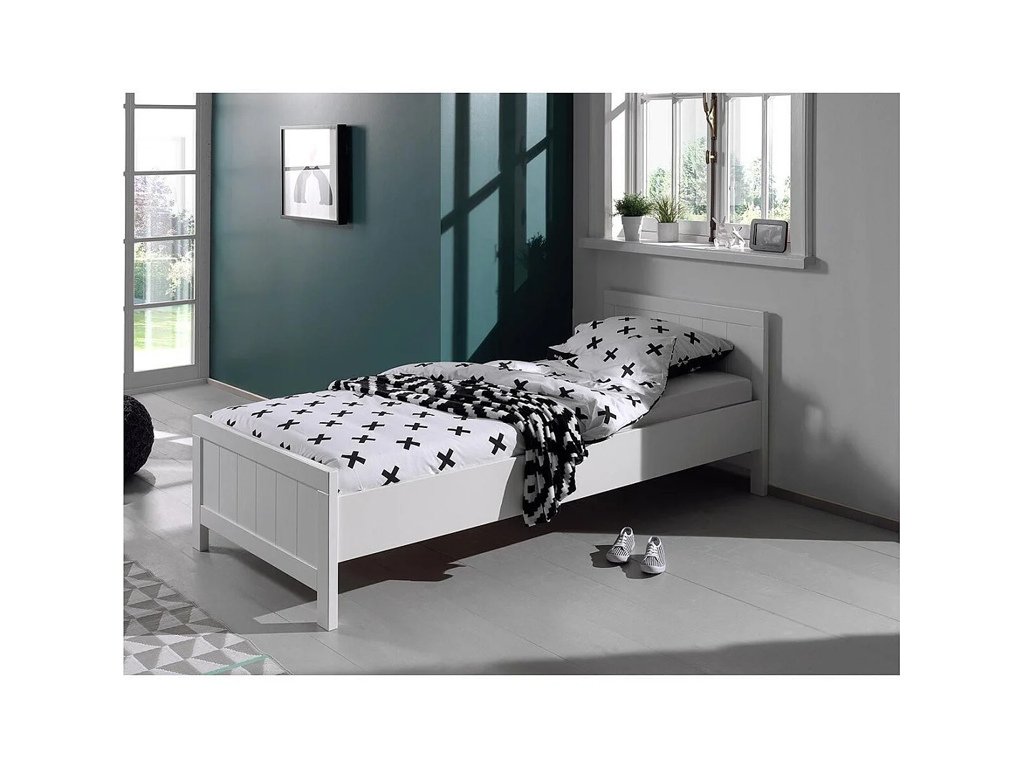 Pack - Lit Enfant & Sommier "Erik" 90x200cm Blanc