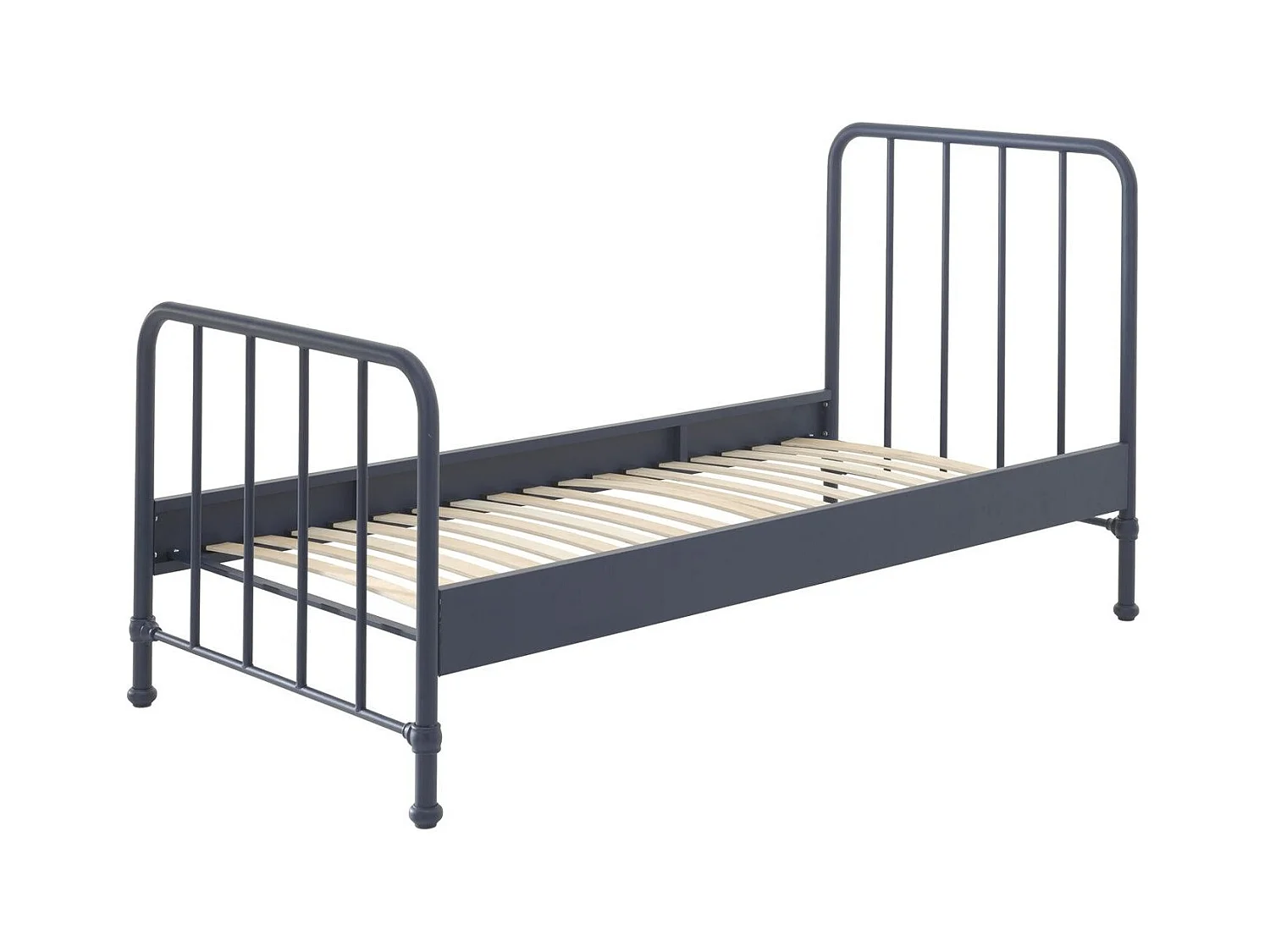 Cama individual Bronx de metal azul mate 90x200 cm