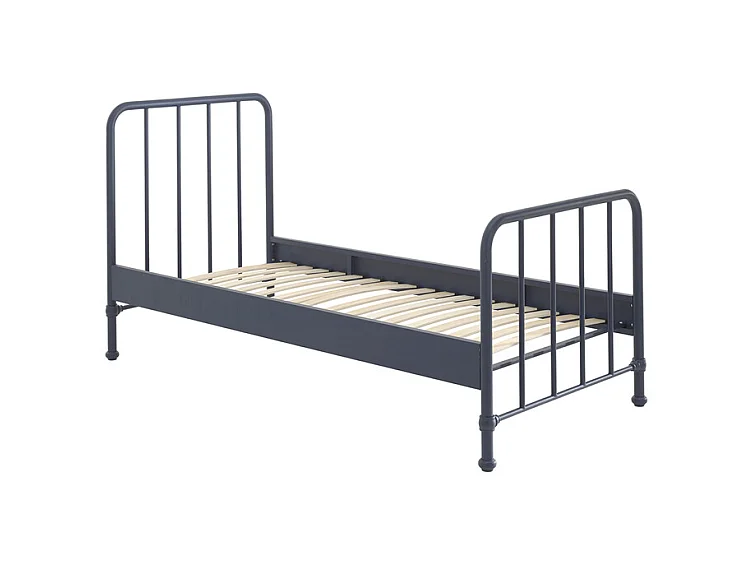Cama individual Bronx de metal azul mate 90x200 cm