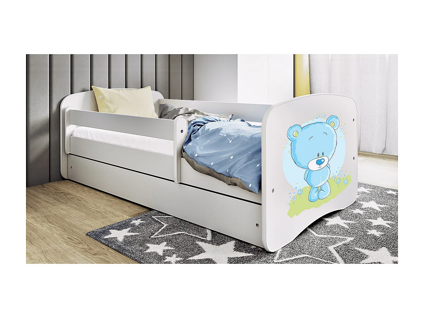 Cama 180 X 80 Cm Kocot Kids Com Gaveta Babydreams Blue Teddybear White