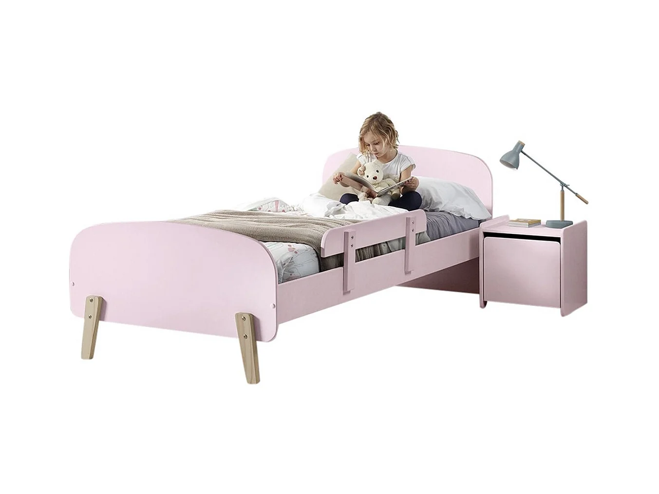 Lit Enfant "Kiddy" 90x200cm Rose & Naturel