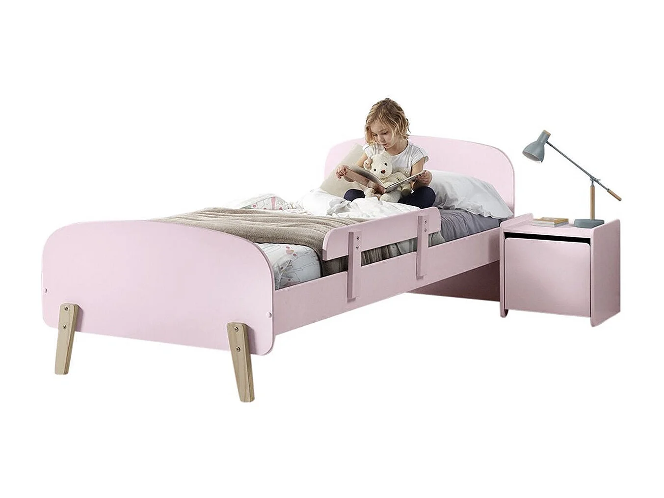 Lit Enfant "Kiddy" 90x200cm Rose & Naturel