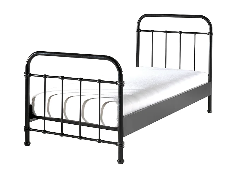 Lit Enfant Métal "New York" 90x200cm Noir