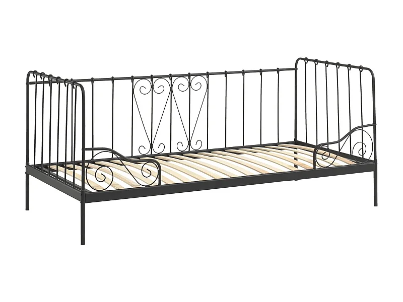 Sofá cama Alice de metal negro 90x200 cm