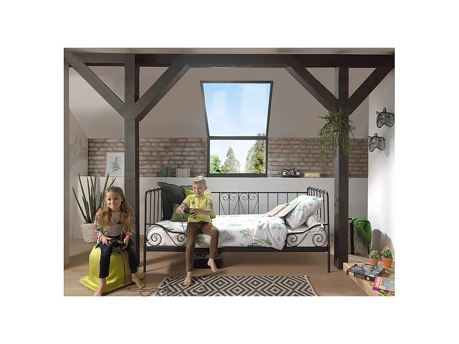 Lit Enfant Banquette "Alice" 90x200cm Noir