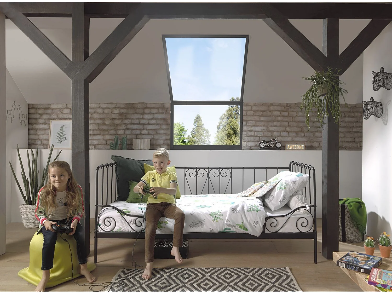 Alice zwart metalen slaapbank 90x200 cm