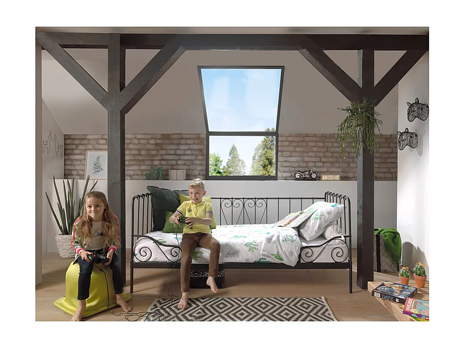 Alice zwart metalen slaapbank 90x200 cm