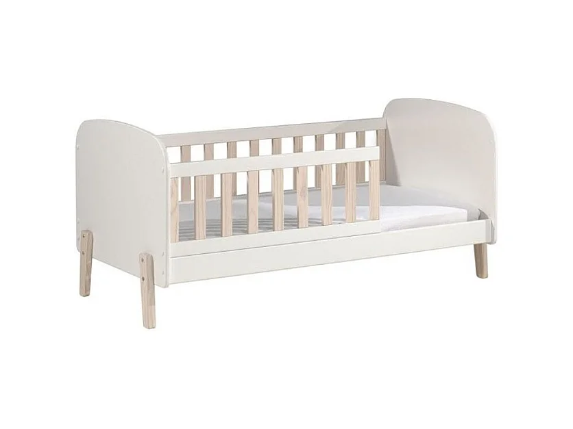 Kinderbed 70x140 cm wit gelakt hout en lichte massief grenen poten Kiddy