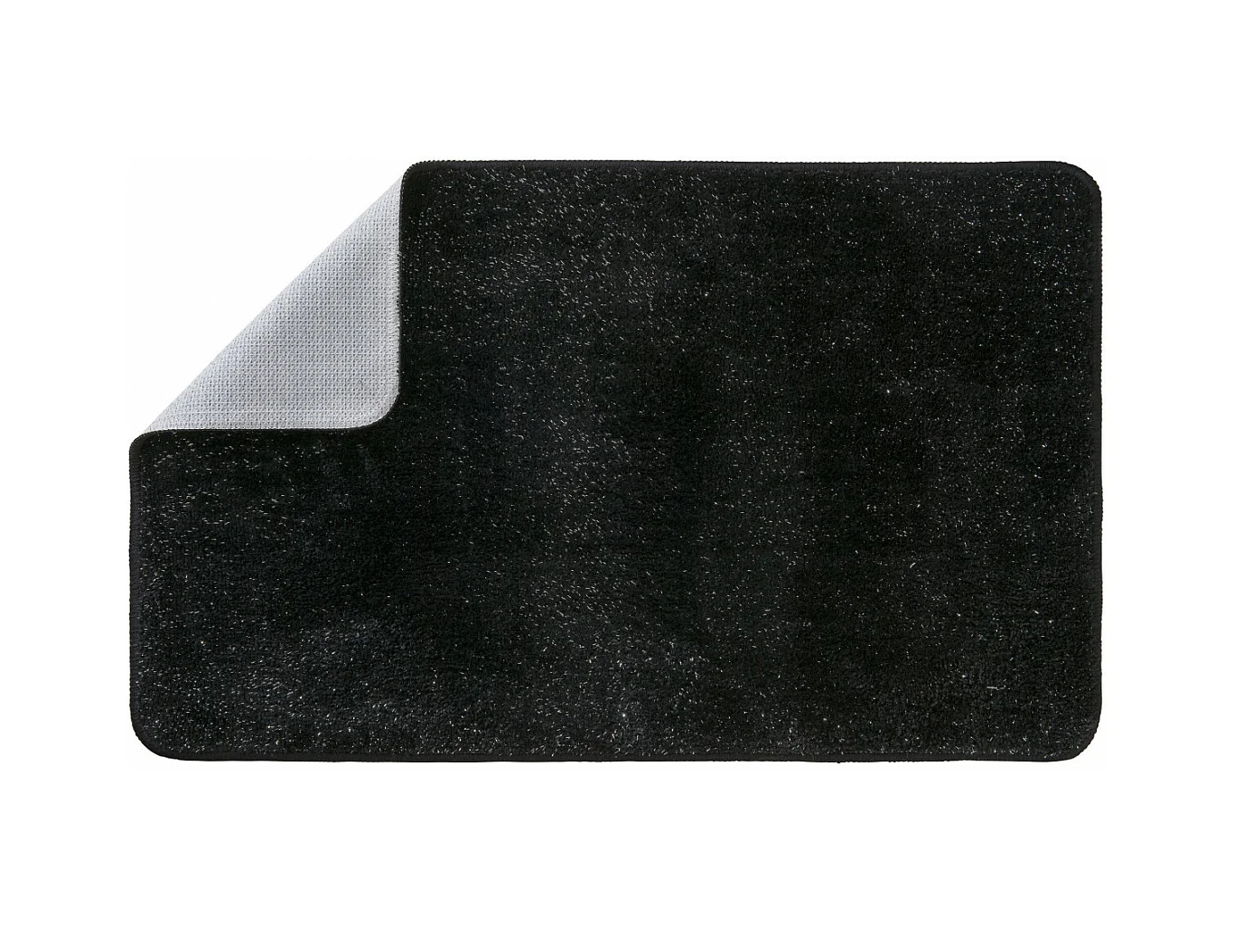 Tapis de bain uni en polyester noir avec fils dorés 50x80cm